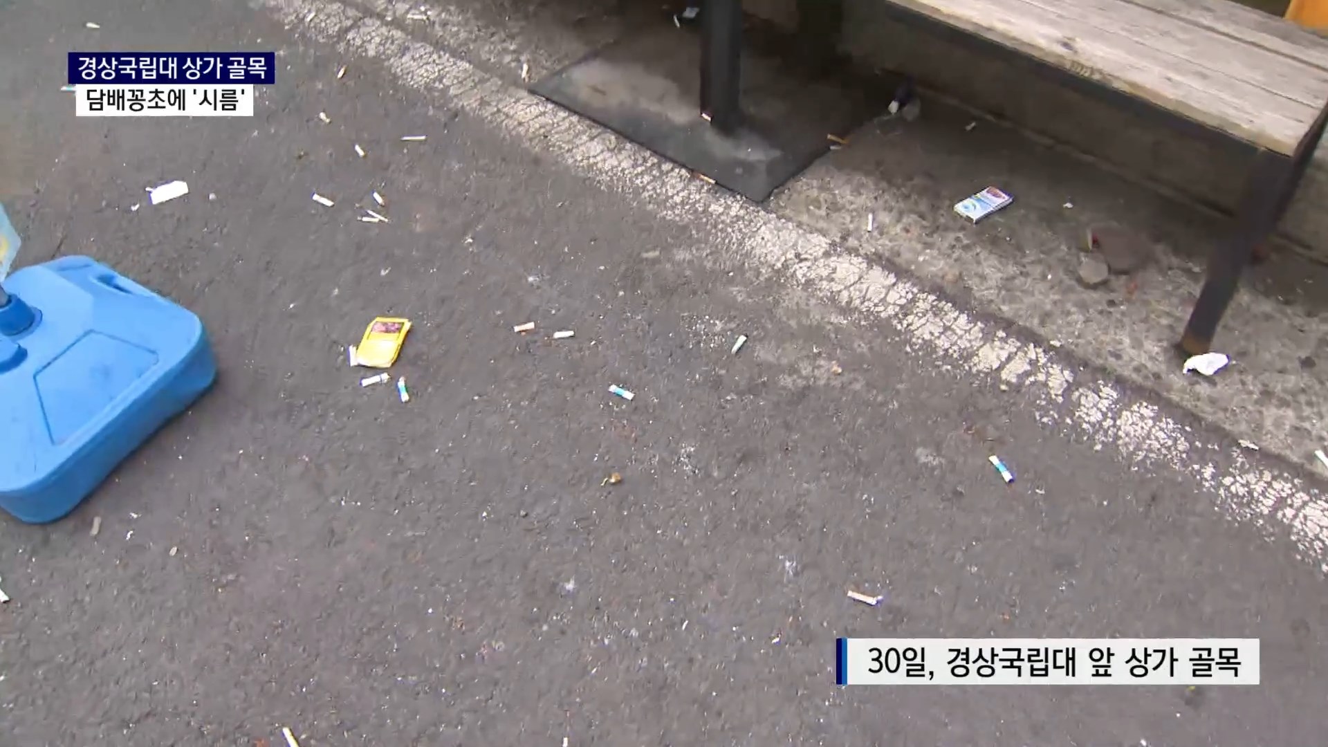 (R) 경상국립대 상가 골목, 담배꽁초에 '시름' 사진